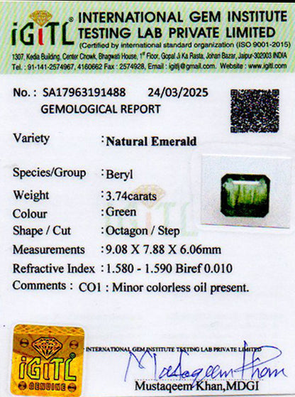 Emerald (Panna) - 3.74 Carats