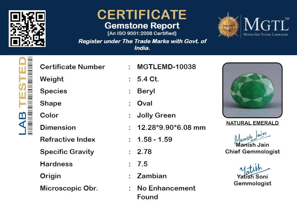 Emerald - 5.4 Carats (Panna - 5.89 Ratti)