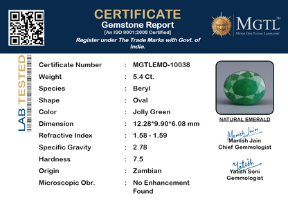 Emerald - 5.4 Carats (Panna - 5.89 Ratti)