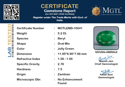 Emerald - 5.2 Carats (Panna - 5.67 Ratti)