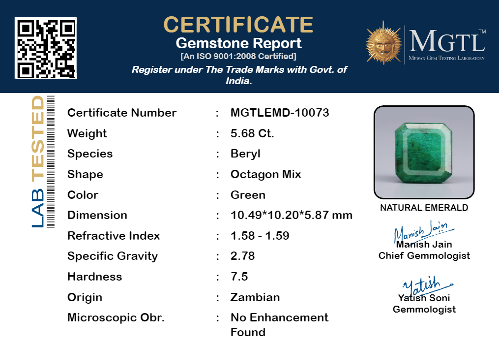 Emerald (Panna) - 5.68 Carats