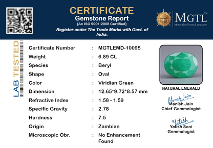 Emerald - 6.89 Carats (Panna - 7.51 Ratti)