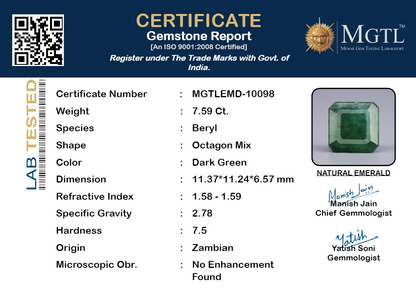 Emerald (Panna) - 7.59 Carats