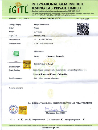 Emerald - 3.5 Carats (Panna - 3.82 Ratti)