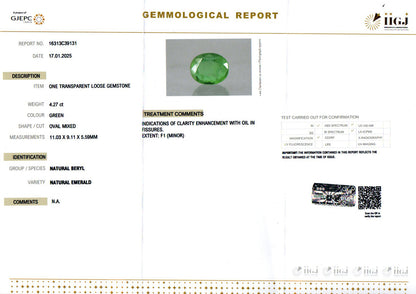 Emerald - 4.27 Carats (Panna - 4.65 Ratti)