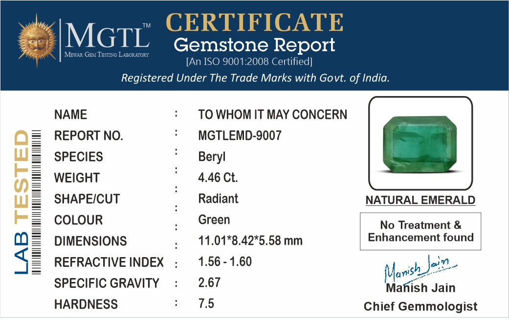 Emerald (Panna) - 4.46 Carats