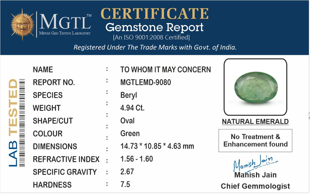 Emerald (Panna) - 4.94 Carats