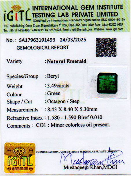 Emerald (Panna) - 3.49 Carats