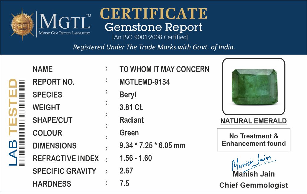 Emerald (Panna) - 3.81 Carats