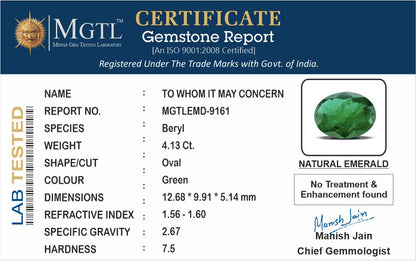 Emerald - 4.13 Carats (Panna - 4.50 Ratti)