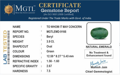 Emerald (Panna) - 3.90 Carats