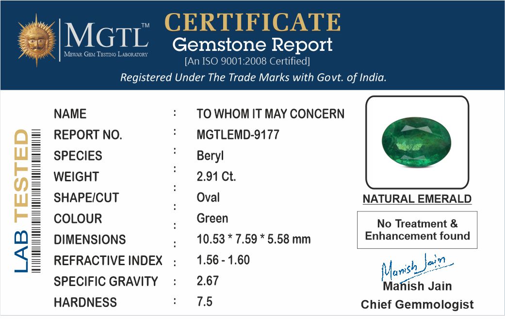 Emerald (Panna) - 2.91 Carats