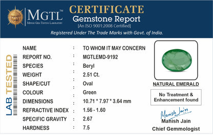 Emerald (Panna) - 2.51 Carats