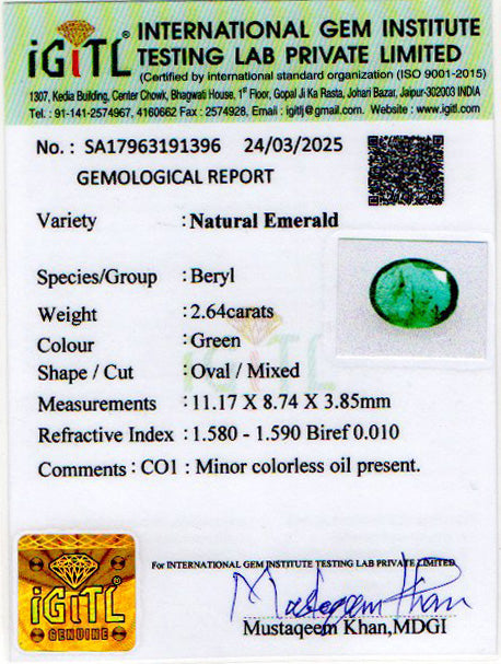 Emerald (Panna) - 2.64 Carats