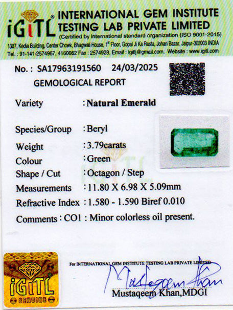 Emerald (Panna) - 3.79 Carats