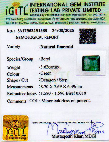 Emerald - 3.62 Carats (Panna - 3.95 Ratti)