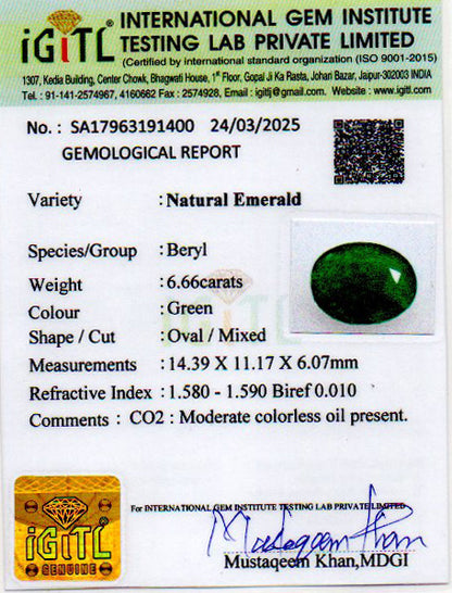 Emerald (Panna) - 6.66 Carats