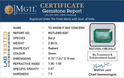 Emerald (Panna) - 2.89 Carats