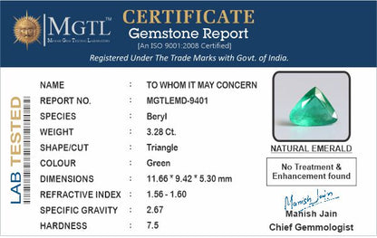 Emerald - 3.28 Carats (Panna - 3.58 Ratti)