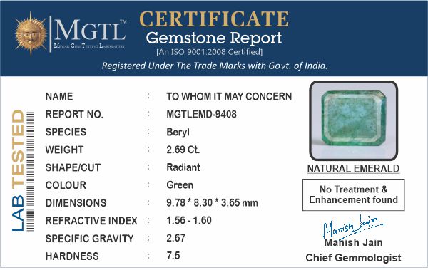 Emerald (Panna) - 2.69 Carats