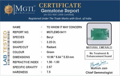 Emerald (Panna) - 3.25 Carats