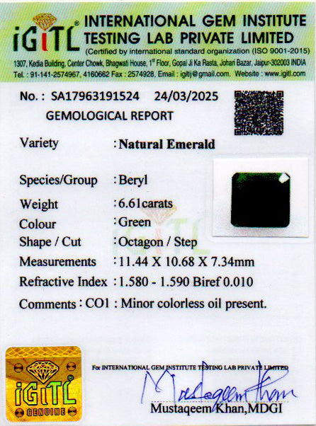 Emerald (Panna) - 6.61 Carats