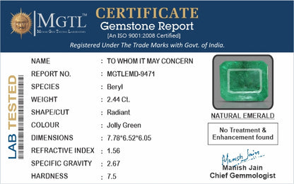 Emerald - 2.44 Carats (Panna - 2.66 Ratti)