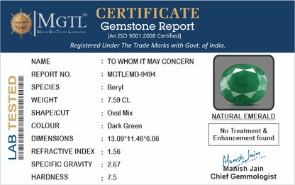 Emerald (Panna) - 7.59 Carats