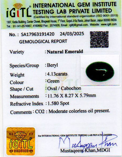 Emerald - 4.13 Carats (Panna - 4.50 Ratti)