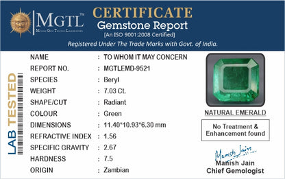 Emerald - 7.03 Carats (Panna - 7.66 Ratti)