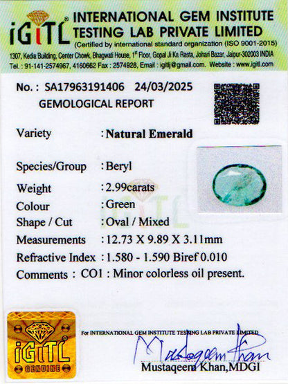 Emerald (Panna) - 2.99 Carats