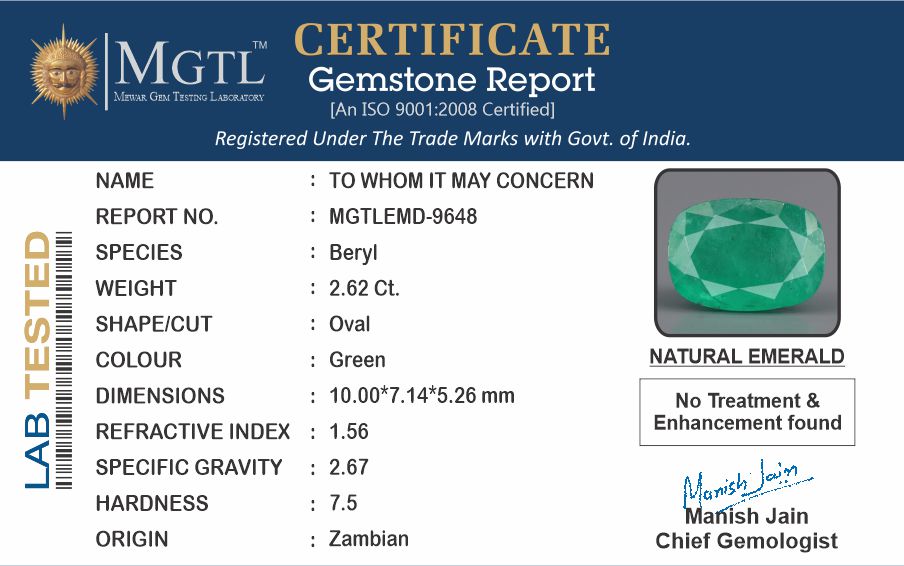 Emerald (Panna) - 2.62 Carats