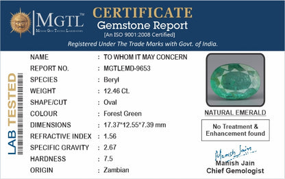 Emerald - 12.46 Carats (Panna - 13.58 Ratti)