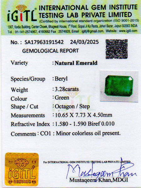 Emerald (Panna) - 3.28 Carats