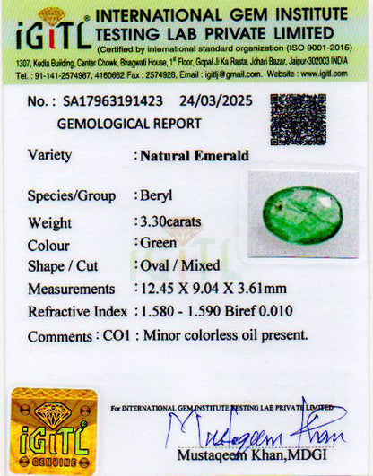 Emerald (Panna) - 3.30 Carats