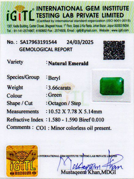 Emerald (Panna) - 3.66 Carats