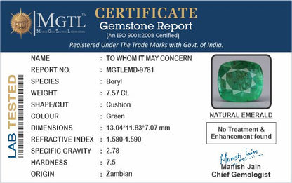 Emerald - 7.57 Carats (Panna - 8.25 Ratti)