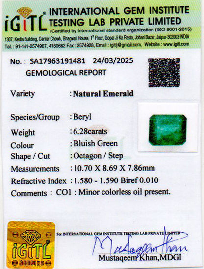 Emerald - 6.28 Carats (Panna - 6.85 Ratti)