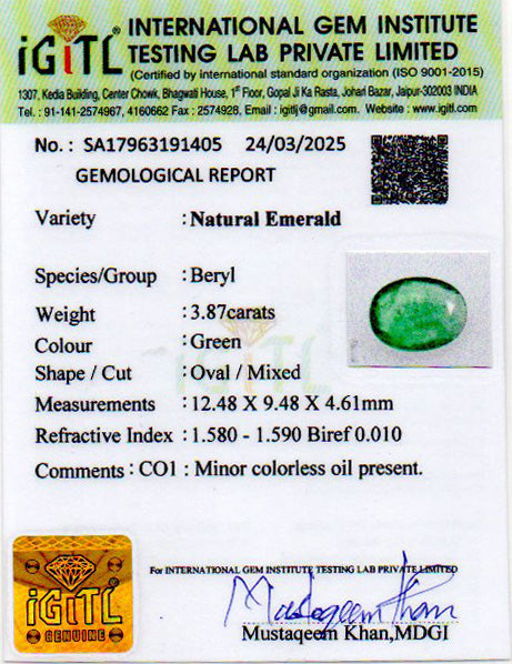 Emerald (Panna) - 3.87 Carats