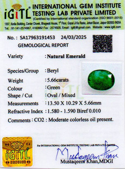 Emerald (Panna) - 5.66 Carats