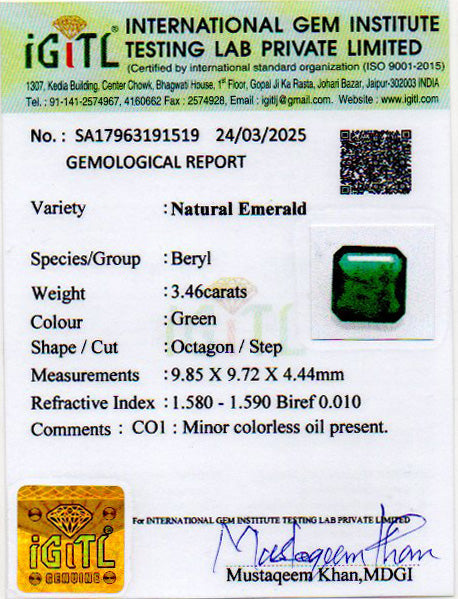 Emerald (Panna) - 3.46 Carats