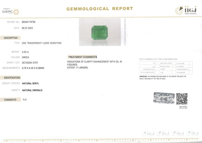 Emerald - 4.33 Carats (Panna - 4.72 Ratti)