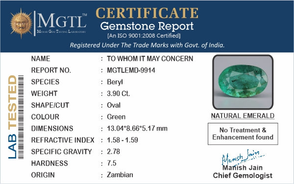 Emerald (Panna) - 3.90 Carats