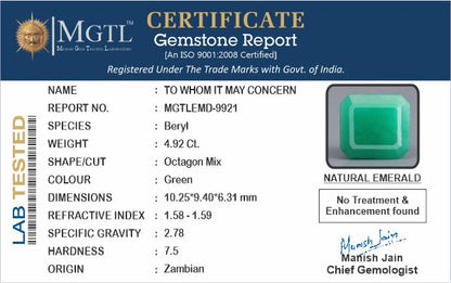 Emerald (Panna) - 4.92 Carats