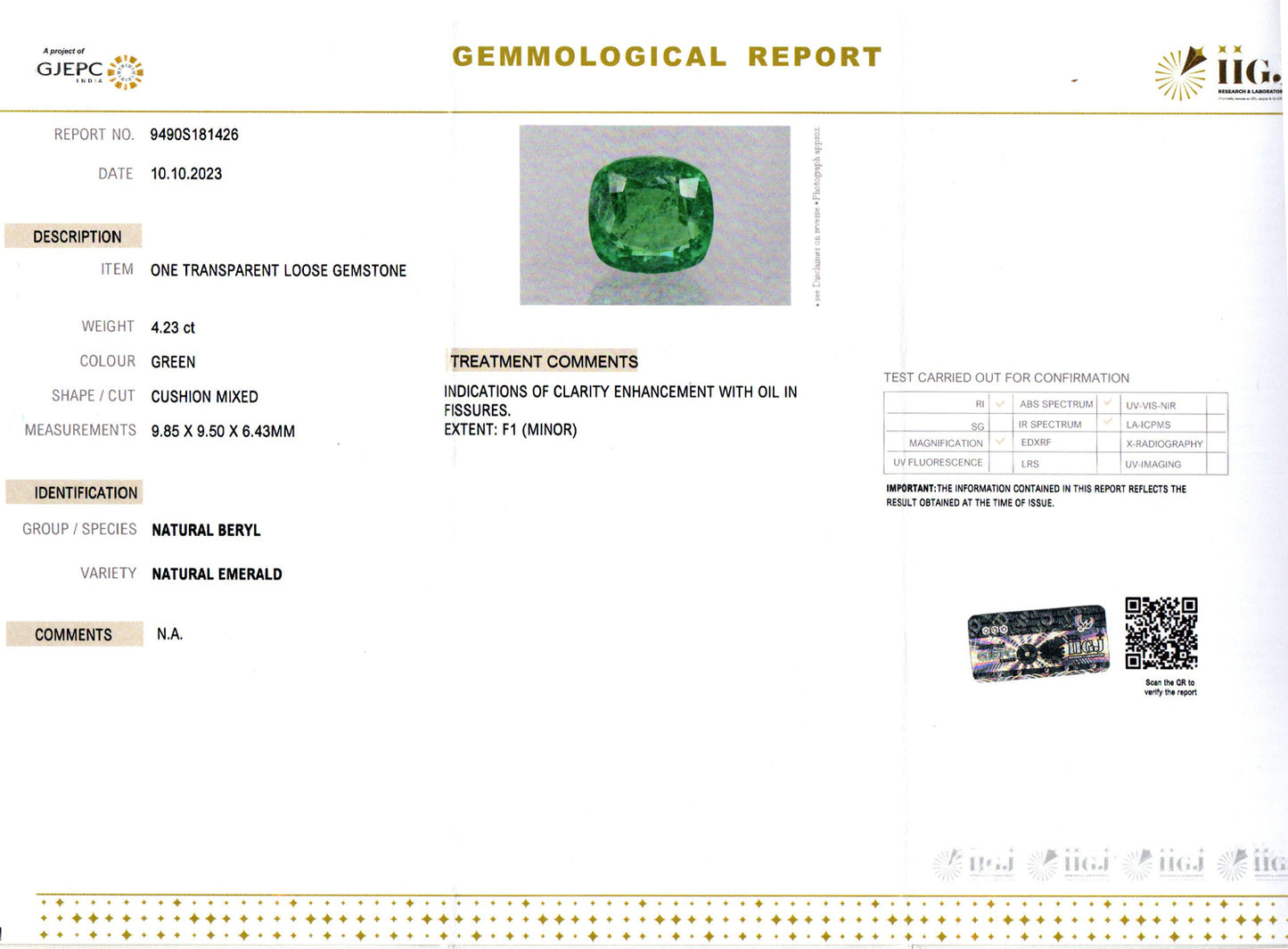 Emerald (Panna) - 4.23 Carats