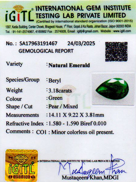 Emerald (Panna) - 3.18 Carats