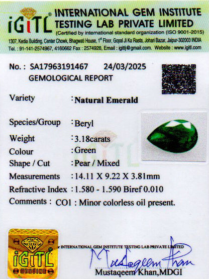 Emerald (Panna) - 3.18 Carats