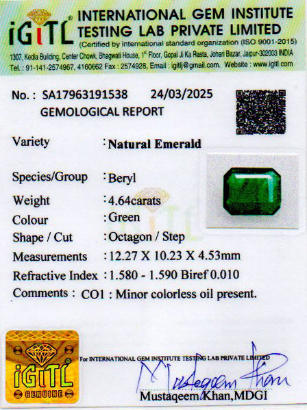 Emerald (Panna) - 4.64 Carats