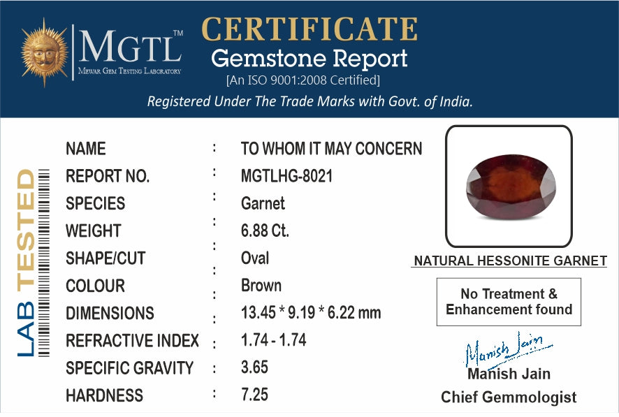 Hessonite (Gomed) - 6.88 Carats