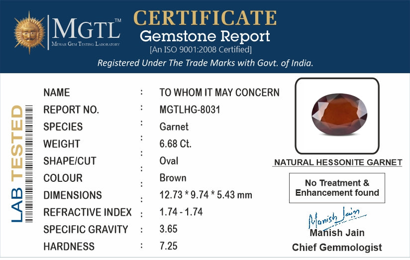 Hessonite (Gomed) - 6.68 Carats